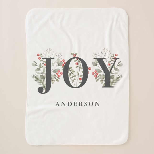 Elegant Winter Greenerity JOY Christmas Holiday Sherpadecke (Vorderseite)