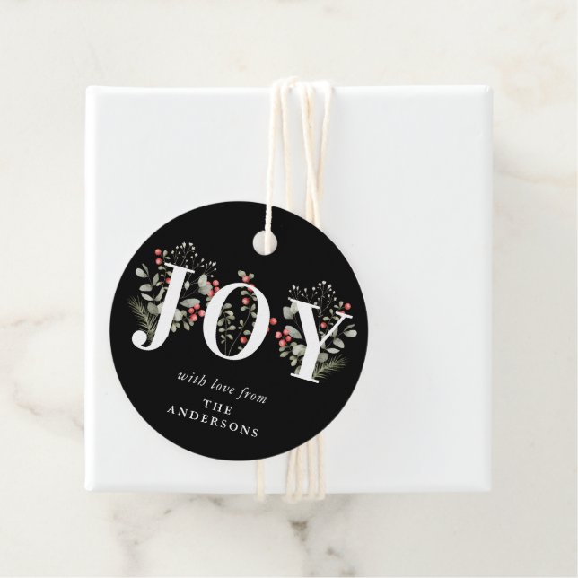 Elegant Winter Greenerity JOY Weihnachtsgeschenk Geschenkanhänger (Beispiel)