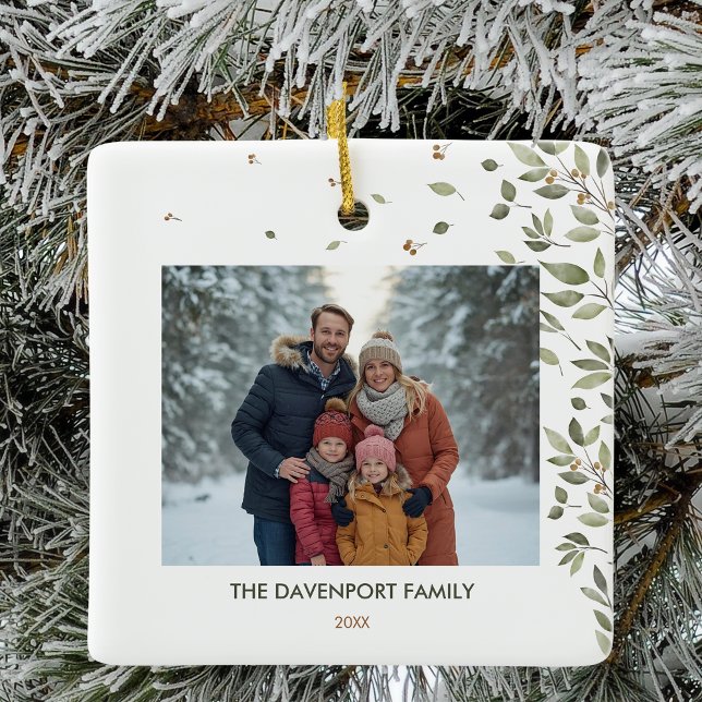 Elegant Winter Greenery Fotograf Keramikornament (Von Creator hochgeladen)