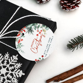 Elegant Winter Greenery Frohe Weihnachten Geschenkanhänger