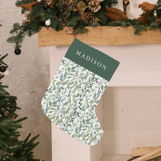 Elegant Winter Greenery Personalisiert Kleiner Weihnachtsstrumpf (Von Creator hochgeladen)
