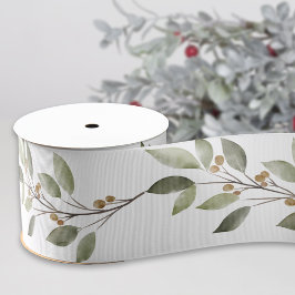 Elegant Winter Greenery Ripsband