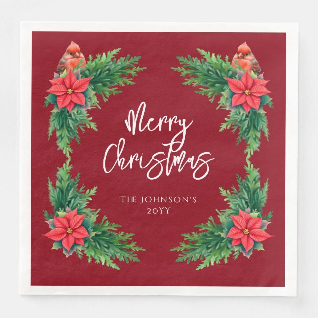 Elegant Winter Greenery Serviette (Vorderseite)