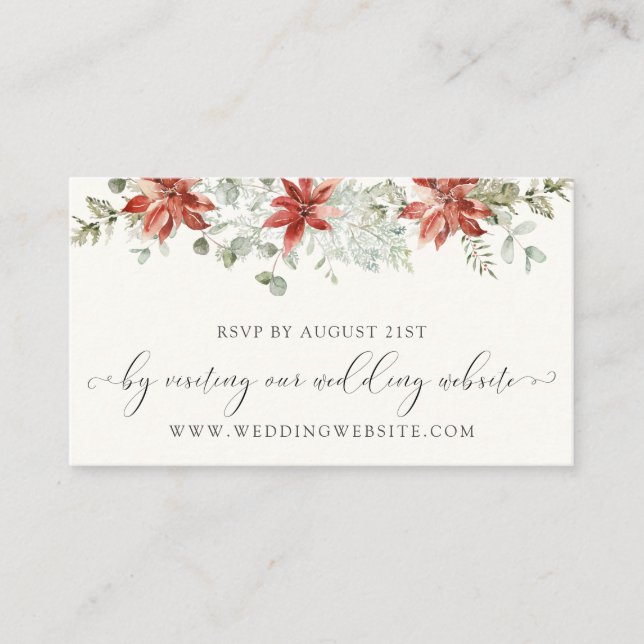 Elégant Winter Greenery Wedding Carte en ligne RSV (Devant)