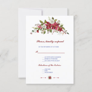Elegant Winter Holiday Poinsettia Wedding RSVP