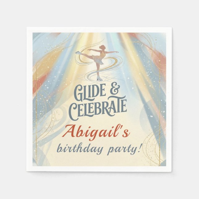 Elegant Winter Ice Skating Birthday Invitation  Serviette (Vorderseite)