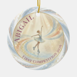 Elegant Winter Ice Skating Birthday  Keramik Ornament