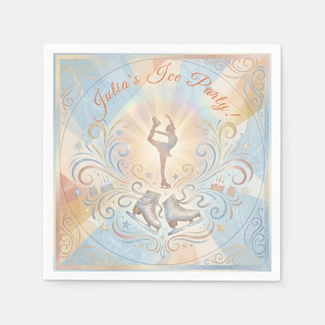 Elegant Winter Ice Skating Birthday  Serviette (Vorderseite)