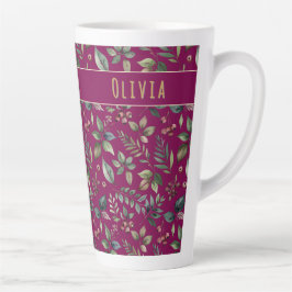 Elegant Winter Leaves & Berries Burgundy Custom Milchtasse