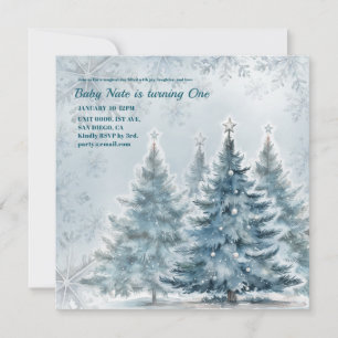 Elegant Winter Onederland Einladung zum 1. Geburts