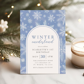 Elegant Winter Onederland Erster Geburtstag Einladung