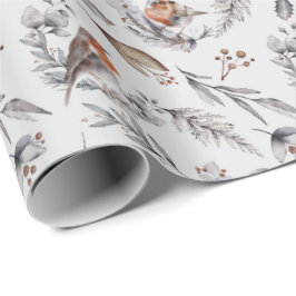 Elegant Winter Robin Bird Weihnachtsgeschenk Geschenkpapier