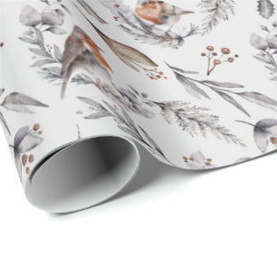 Elegant Winter Robin Bird Weihnachtsgeschenk Geschenkpapier
