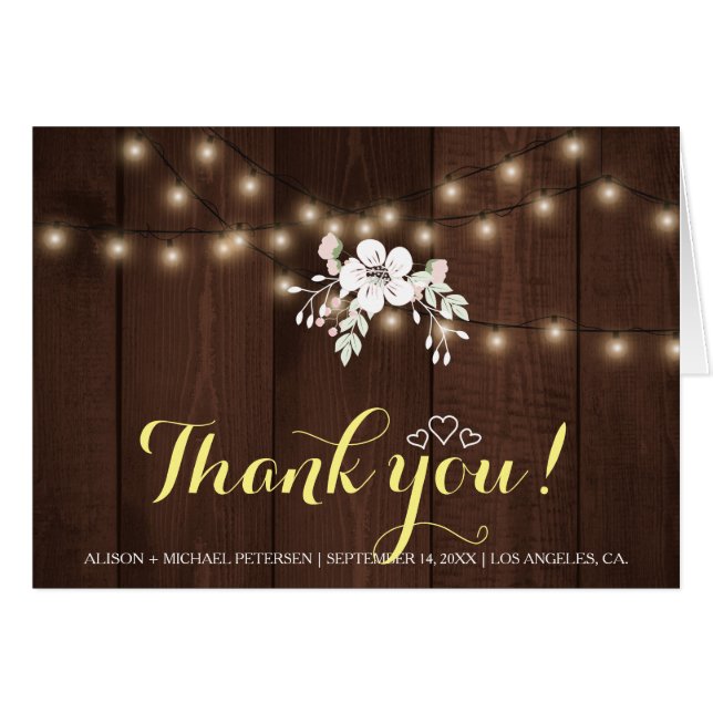 Elegant 'Winter Rustic Floral Wedding | Vielen Dan (Vorderseite (Horizontal))