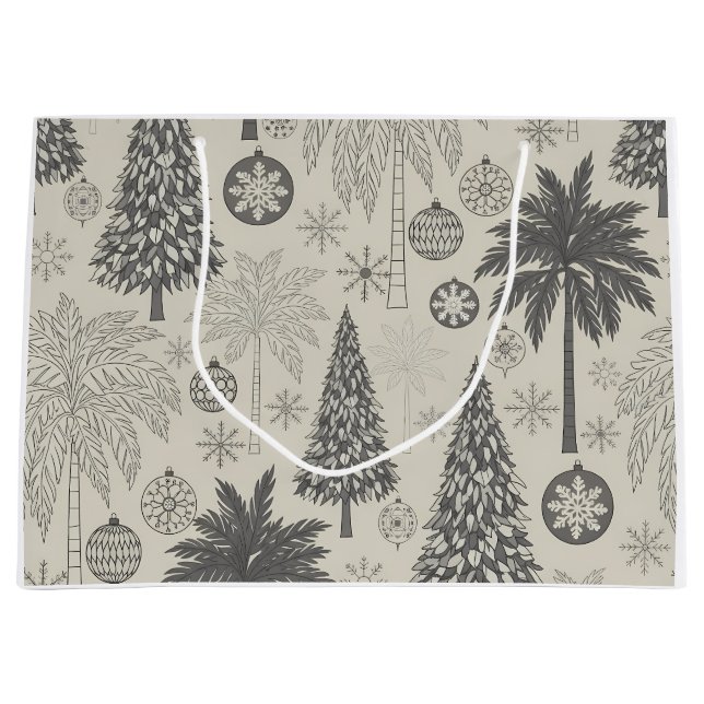 Elegant Winter Snowflake Monochromatic Christmas Große Geschenktüte (Vorderseite)