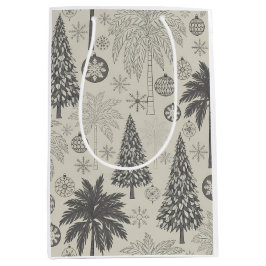 Elegant Winter Snowflake Monochromatic Christmas Mittlere Geschenktüte
