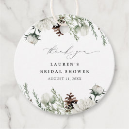 Elegant Winter Watercolor Danke Brautparty Geschenkanhänger