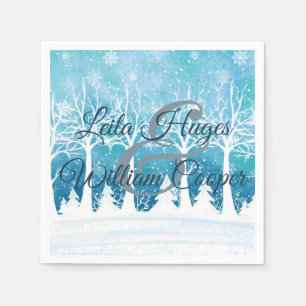 Elegant Winter Wedding Blue Serviette