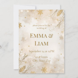 Elegant Winter Wedding Invitation | Ivory & Gold