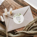 Elegant Winter White Peony Vielen Dank für Ihre Un Runder Aufkleber<br><div class="desc">Diese elegante Winterpony-Dankeschön für klassische Rundaufkleber sind perfekt für eine Hochzeit in Urlaubsort. Das Design besticht durch einen Bouquet handbemalter bordeauxroter,  grüner und brauner Blätter mit frisch aussehenden weißen Pfannkuchen,  inspirierend Glückseligkeit und Naturschönheiten.</div>