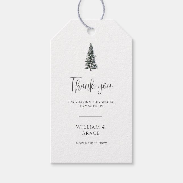 Elegant Winter Wonderland Snowboardfahren Hochzeit Geschenkanhänger (Vorderseite)