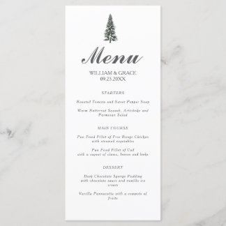 Elegant Winter Wonderland Snowboardfahren Hochzeit Menükarte