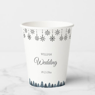 Elegant Winter Wonderland Snowboardfahren Hochzeit Pappbecher