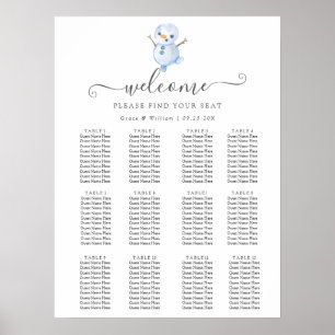 Elegant Winter Wonderland Snowboardfahren Hochzeit Poster