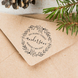 Elegant Winter Wreath Address Gummistempel