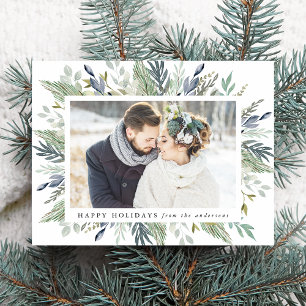 Elegant Winterfoliage Frame Holiday Foto Postkarte