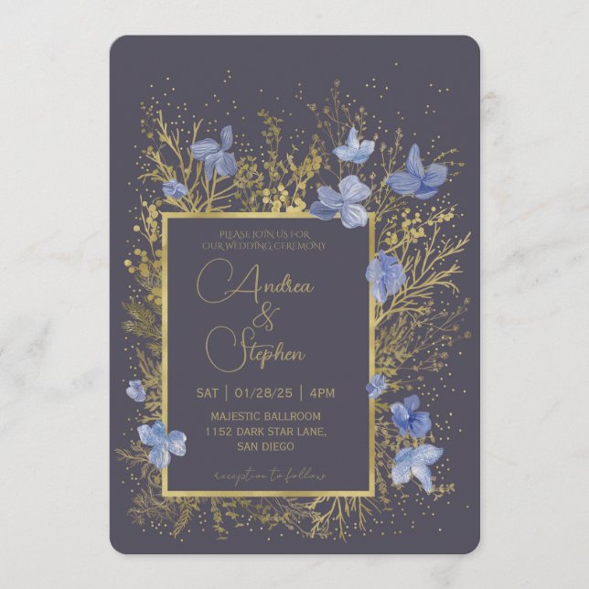 Elegant Wintry Foliage Winter Wedding Einladung (Vorderseite)