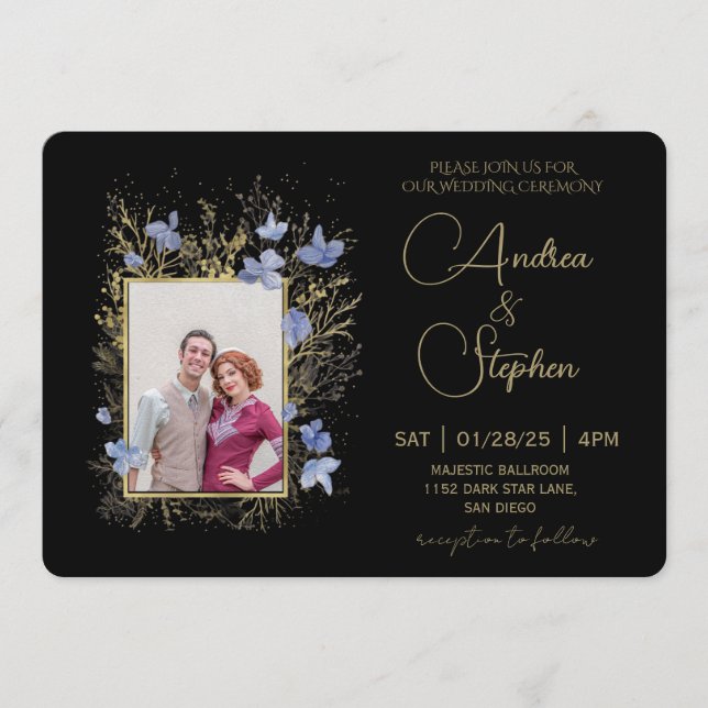 Elegant Wintry Foliage Winter Wedding Einladung (Vorderseite)