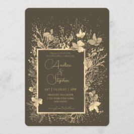 Elegant Wintry Foliage Winter Wedding Einladung