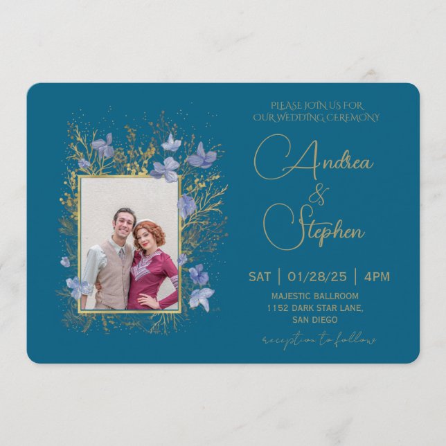 Elegant Wintry Foliage Winter Wedding Einladung (Vorderseite)