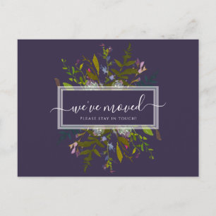 Elegant Wir haben Blue Botanical Script verschoben Postkarte