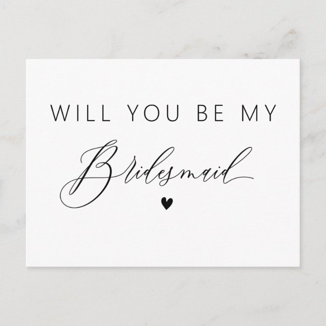 elegant wirst du meine Bridesmädchenkarte sein Postkarte (Vorderseite)