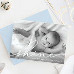 Elegant Wish | Hanukkah-Foto Feiertagskarte<br><div class="desc">Mit diesen schicken Hanukkah-Fotokarten können Sie Ihre Lieblings-Vollblutkarten mit horizontalem oder landschaftsorientiertem Foto teilen. "Shine" erscheint als weißes Texteüberlagern in eleganter Schrift-Typografie. Personalisieren Sie mit Ihren Namen und das Jahr am unteren Ende. Karten werden in blaue Aquarellstreifen mit schneebedecktem Overlay umgeschaltet.</div>