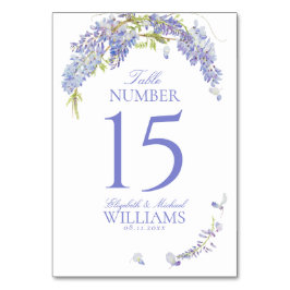 Elegant Wisteria Botanical Lila Script Empfang Tischnummer