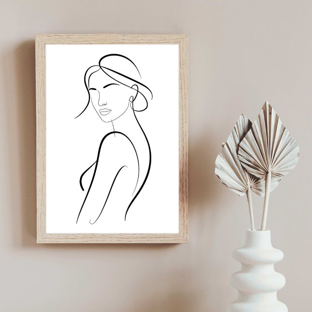 Elegant Woman with Hat Minimalist Line Art Poster (Von Creator hochgeladen)