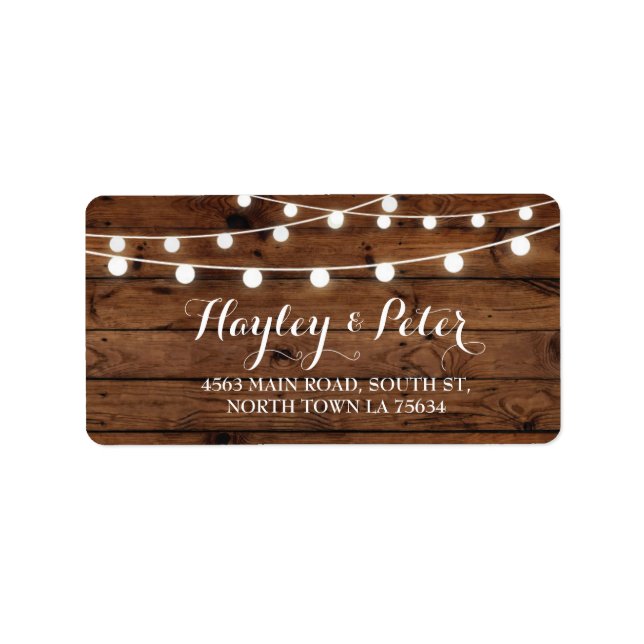 Elegant Wood Address Labels Stickers Lights Adressaufkleber (Vorne)