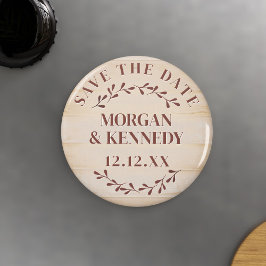 Elegant Wood Look Wedding Save the Date Magnet