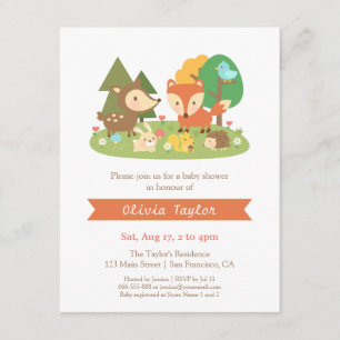 Elegant Woodland Animal Baby Shower Einladung