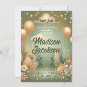 Elegant Woodland Baby Shower Einladung