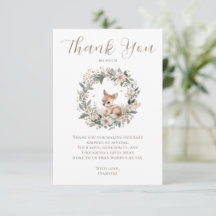 Elegant Woodland Baby Shower Thank You