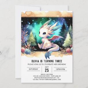 Elegant Woodland Dragon Birthday Einladung
