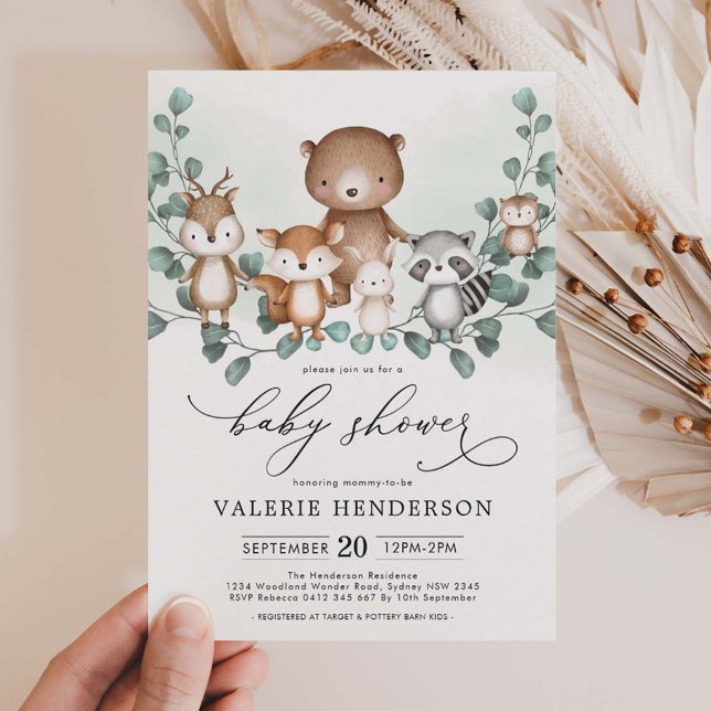 Elegant Woodland Eucalyptus Greenery Baby Shower Einladung (Von Creator hochgeladen)