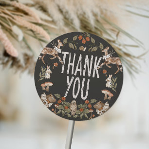 Elegant Woodland Forest Baby Shower Vielen Dank Runder Aufkleber