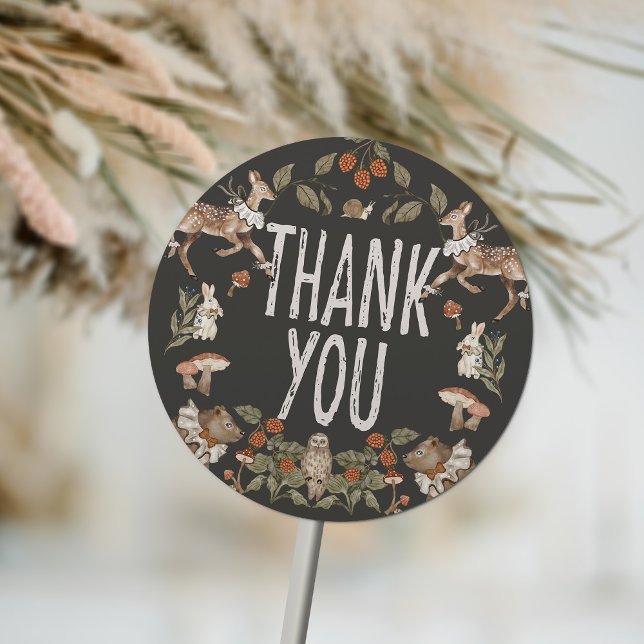 Elegant Woodland Forest Baby Shower Vielen Dank Runder Aufkleber (Von Creator hochgeladen)