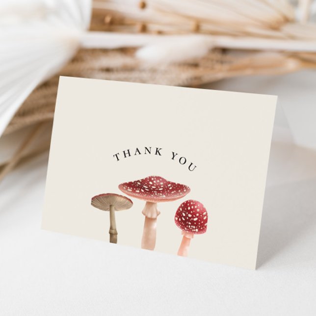 Elegant Woodland Greenerity Red Mushroom Wedding Dankeskarte (Von Creator hochgeladen)