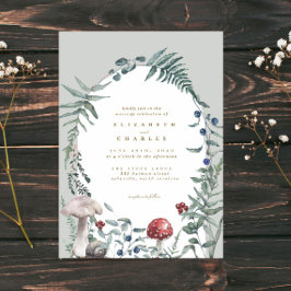 Elegant Woodland Mushroom Fern Wedding Einladung